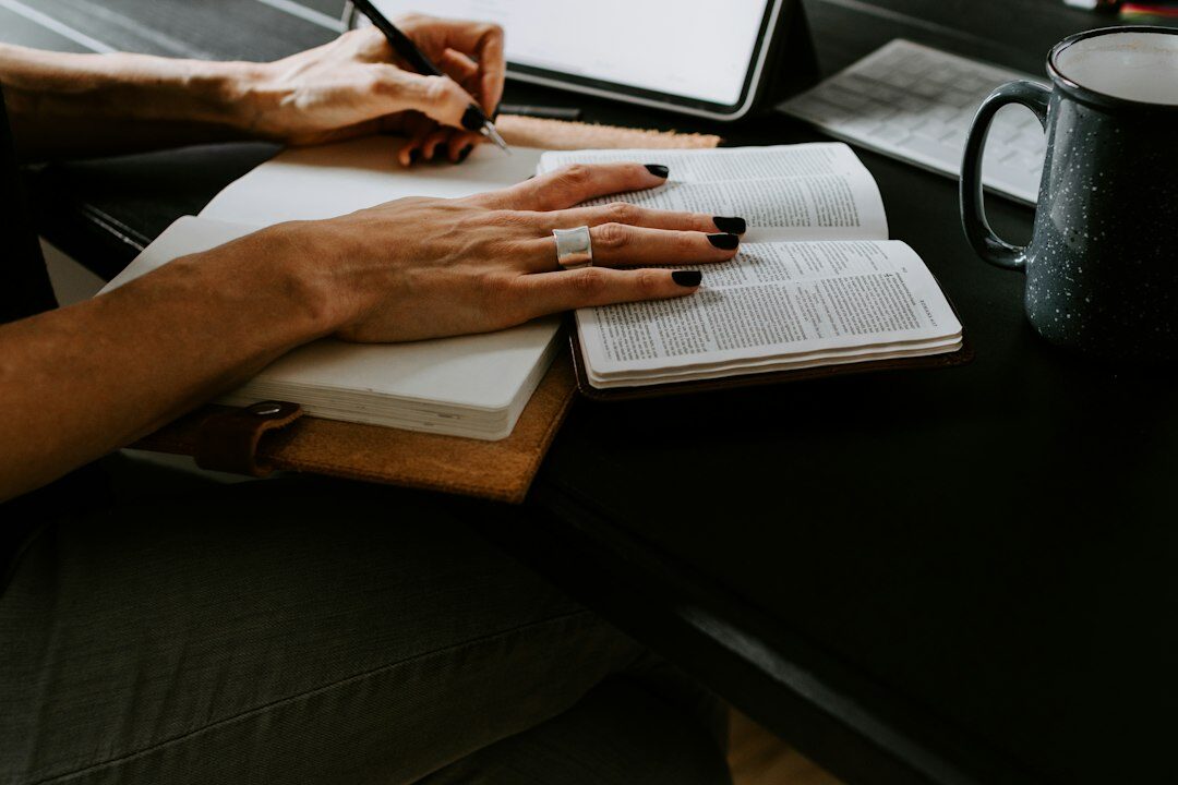 journal writing at desk